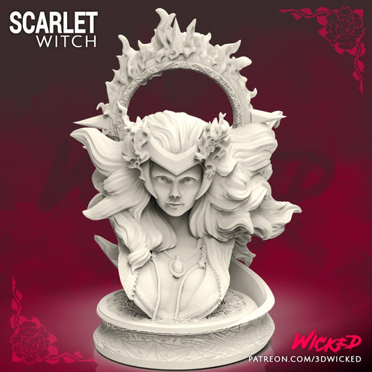 Scarlet Witch, Avengers Bust 3D Resin Print Model - 3D Fantasy Models