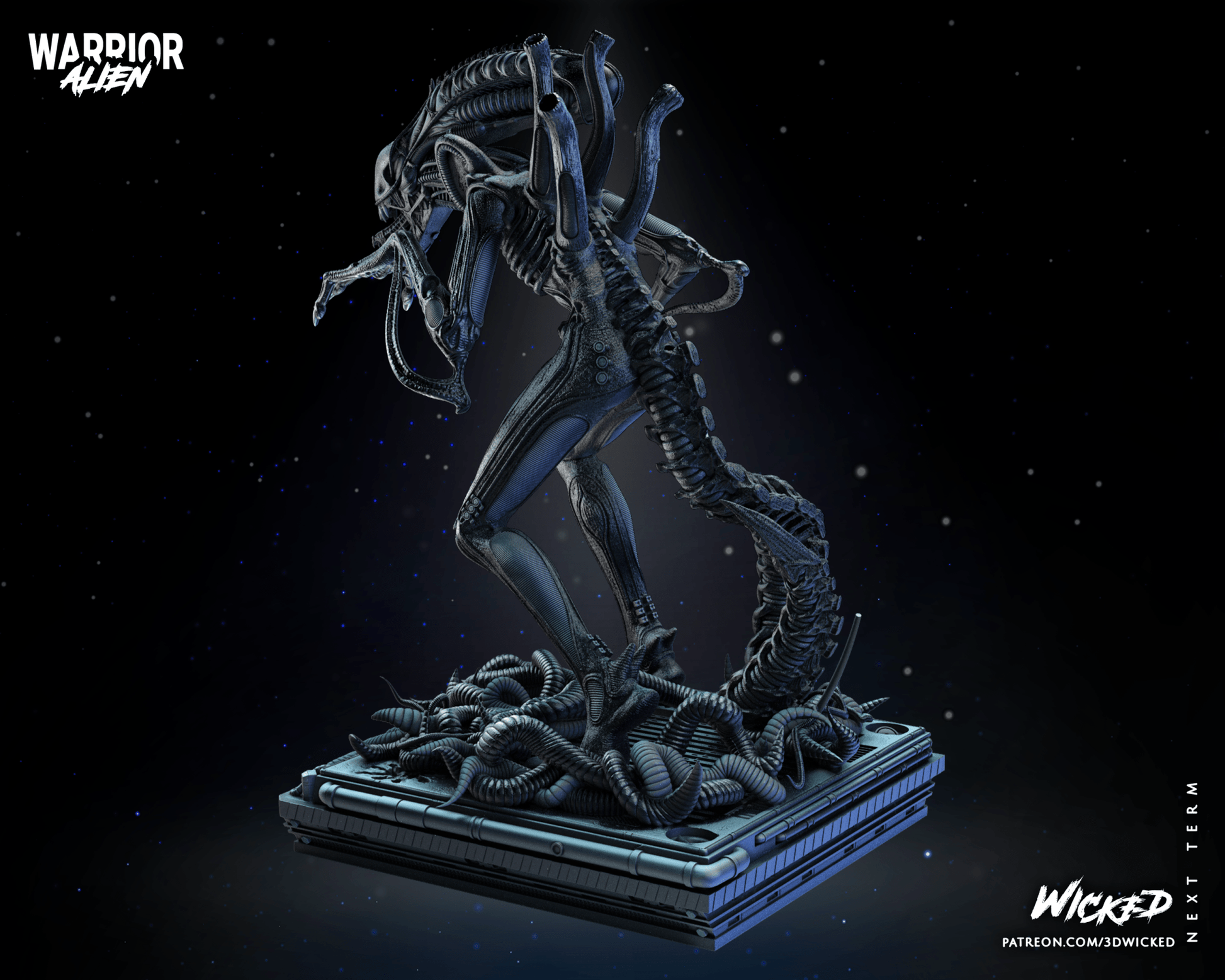 Alien Statue 3D Printed Resin Model - 3D Fantasy Models