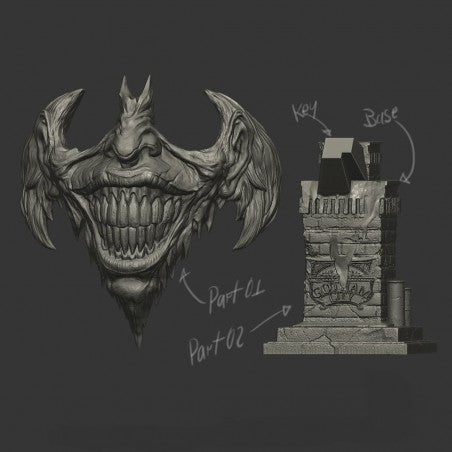Joker Face 3D Resin Printed Model - 3D Fantasy Models