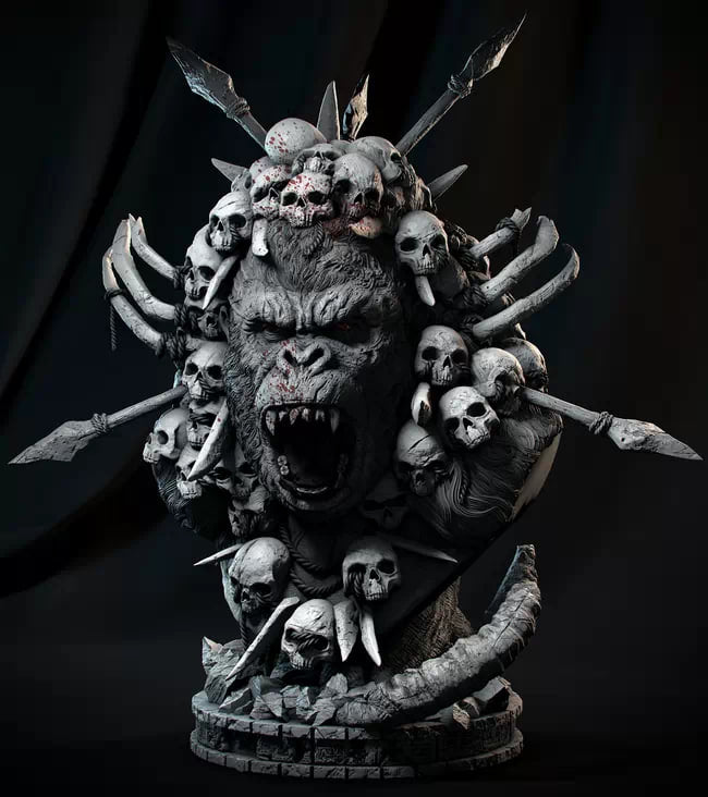 King Kong Bust 3D Resin Printed Model - 3D Fantasy Models