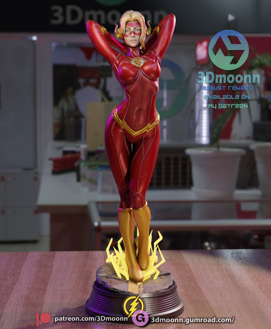 Lady Flash 3D Resin Model Print - 3D Fantasy Models