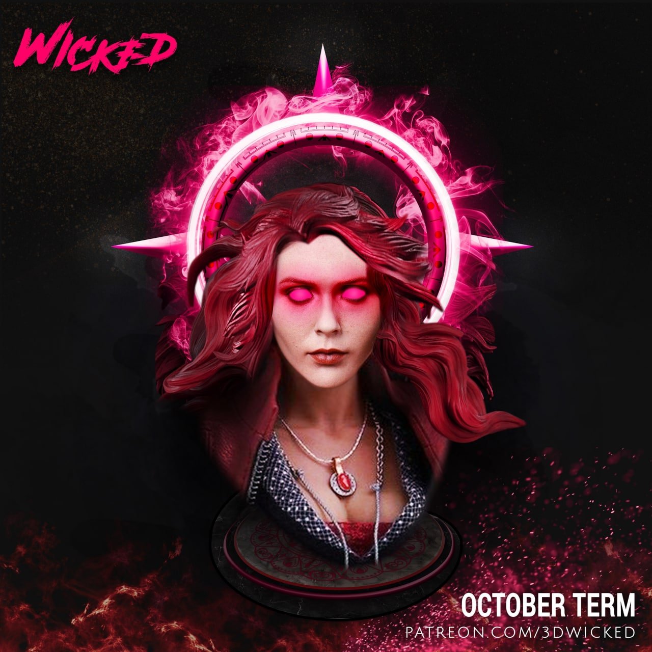 Scarlet Witch, Avengers Bust 3D Resin Print Model - 3D Fantasy Models