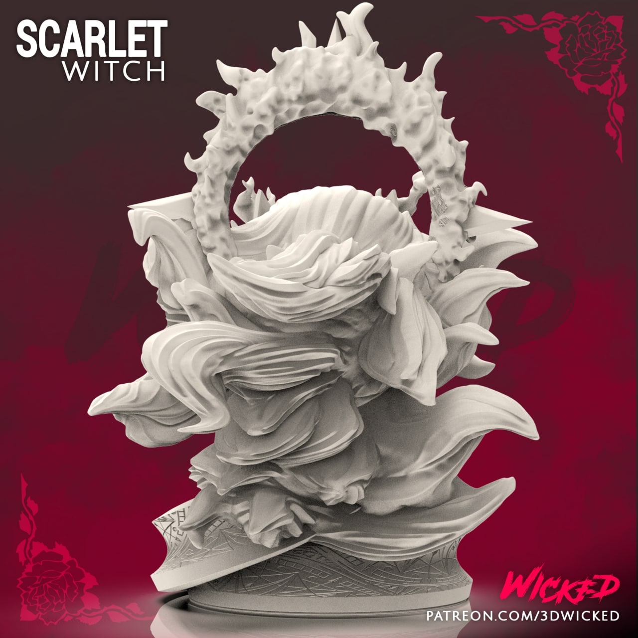 Scarlet Witch, Avengers Bust 3D Resin Print Model - 3D Fantasy Models