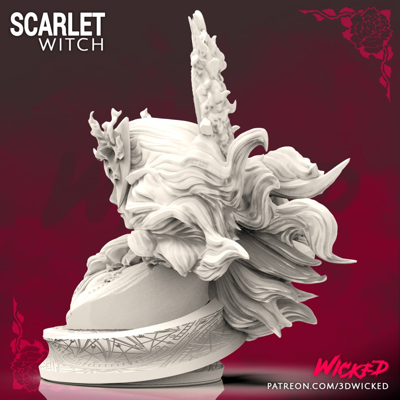 Scarlet Witch, Avengers Bust 3D Resin Print Model - 3D Fantasy Models