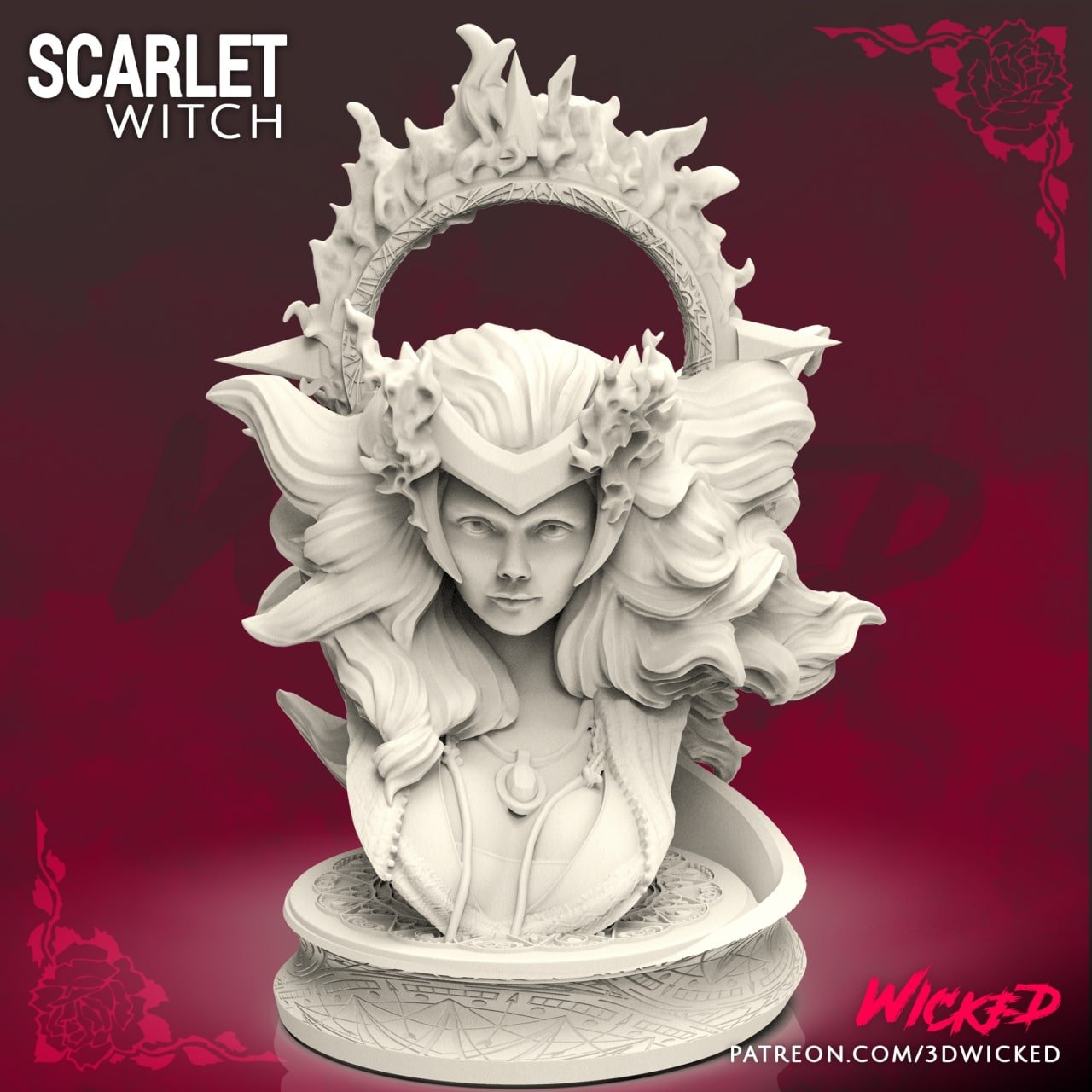 Scarlet Witch, Avengers Bust 3D Resin Print Model - 3D Fantasy Models