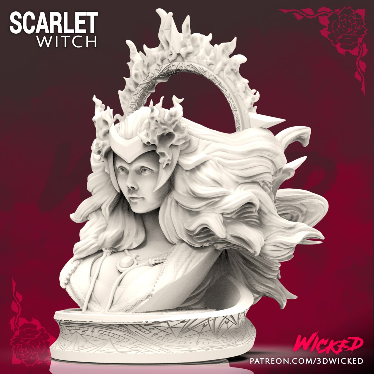 Scarlet Witch, Avengers Bust 3D Resin Print Model - 3D Fantasy Models